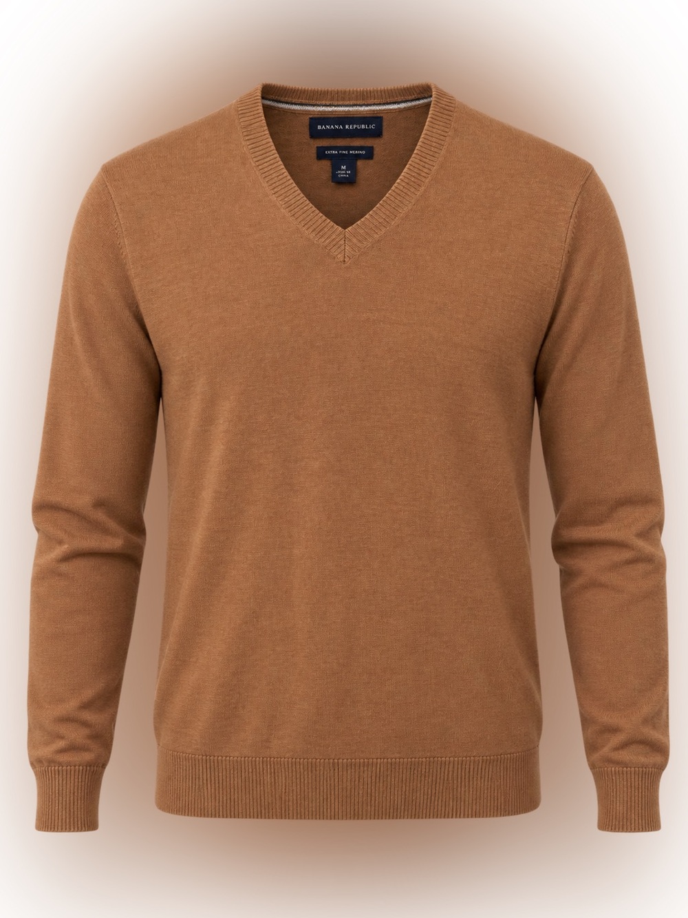Banana Republic Extra Fine Merino Wool V-Neck Sweater Brown Men’s M